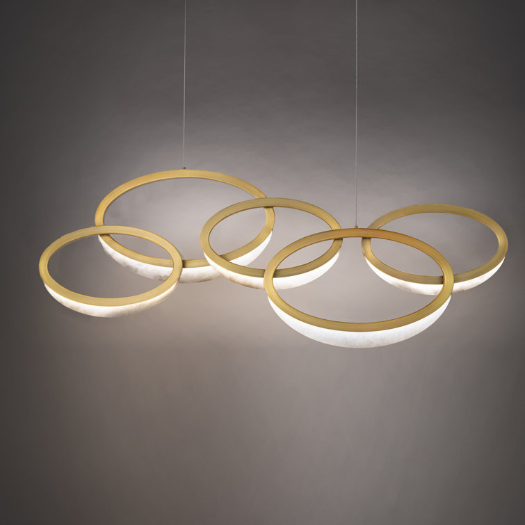 Aged Brass and Alabaster LED Pendant Light