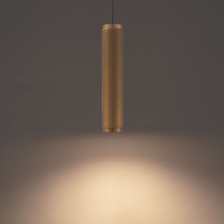 Mini Transitional Aged Brass LED Indoor/Outdoor Pendant with Glass Diffuser