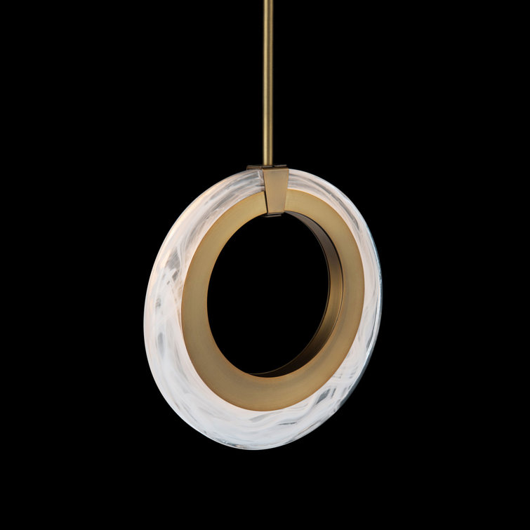 Aged Brass Mini LED Pendant with Pressed Glass Diffuser