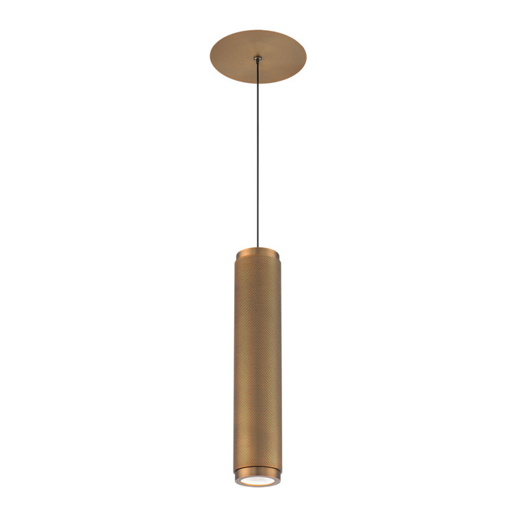 Mini Transitional Aged Brass LED Indoor/Outdoor Pendant with Glass Diffuser