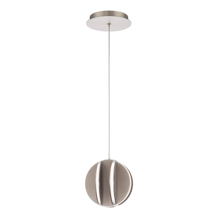 Mini Globe LED Pendant Light in Brushed Nickel with White Silicone Diffuser