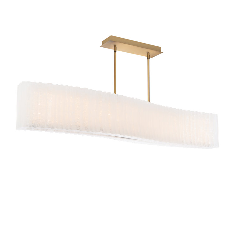 Aged Brass Rhiannon Rectangular LED Chandelier with Reclaimed Clear Crystal