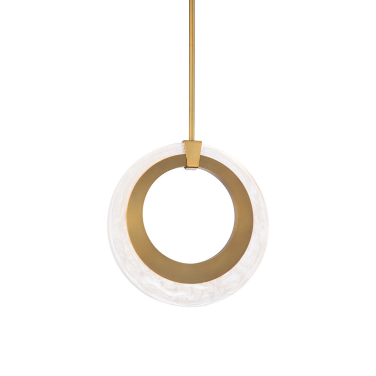 Aged Brass Mini LED Pendant with Pressed Glass Diffuser