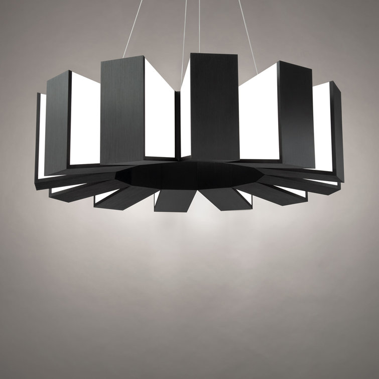 Black Acrylic 12-Light LED Drum Chandelier
