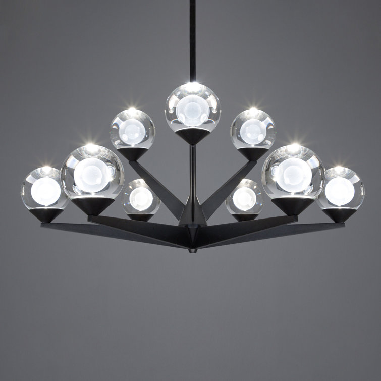 Eclipse Black 9-Light LED Sputnik Sphere Chandelier with Crystal Accents