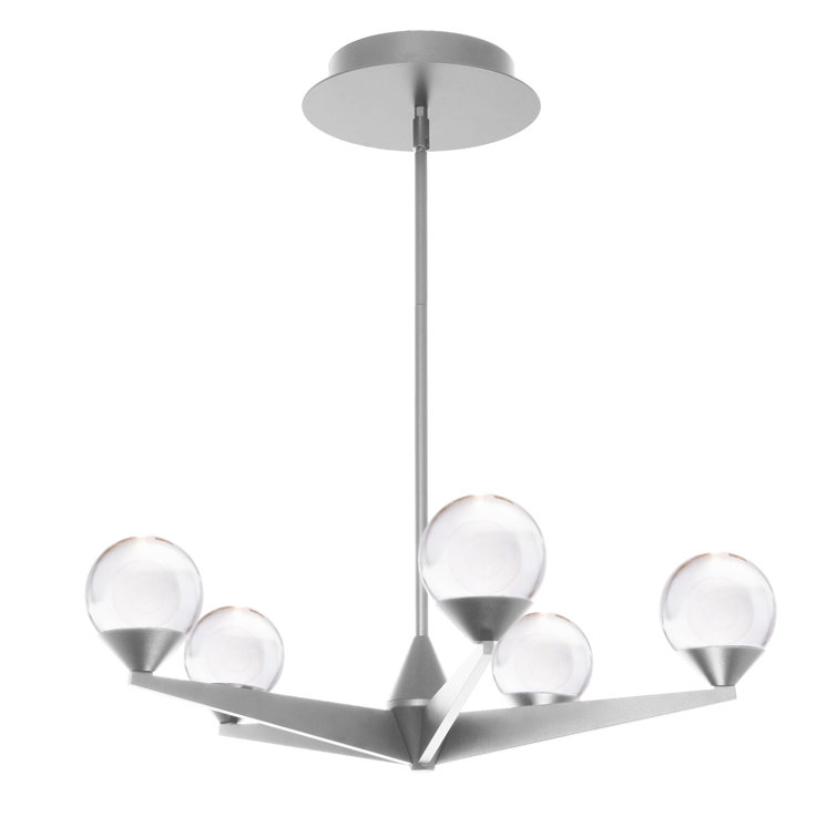Satin Nickel Double Bubble 5-Light LED Globe Chandelier with Crystal Accents