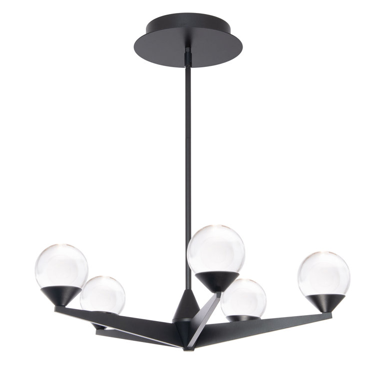 Black Crystal 5-Light LED Globe Chandelier