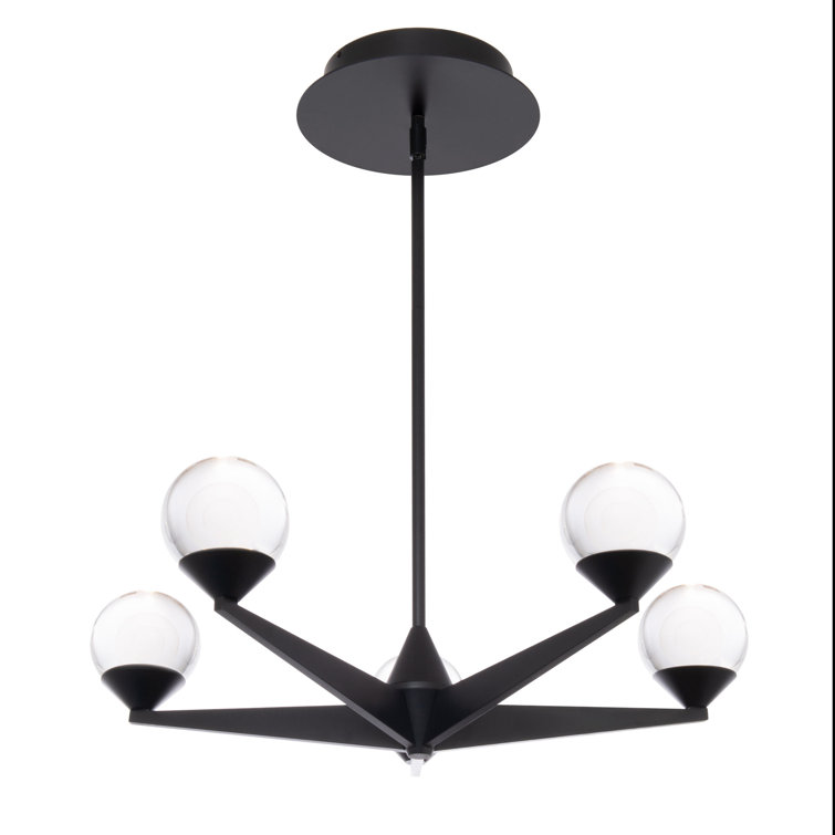 Black Crystal 5-Light LED Globe Chandelier