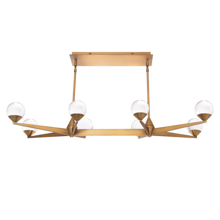 Aged Brass Double Bubble LED Chandelier with Crystal Accents