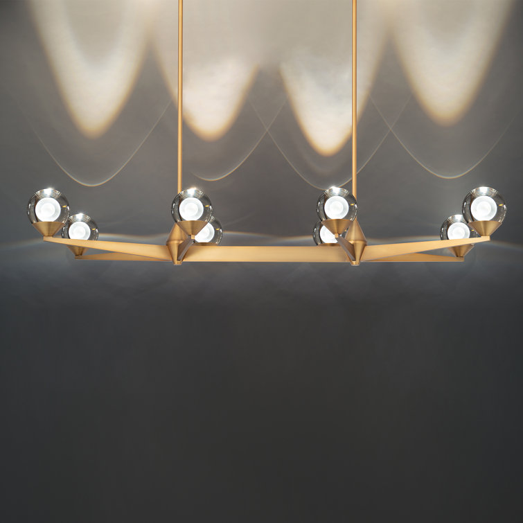Aged Brass Double Bubble LED Chandelier with Crystal Accents