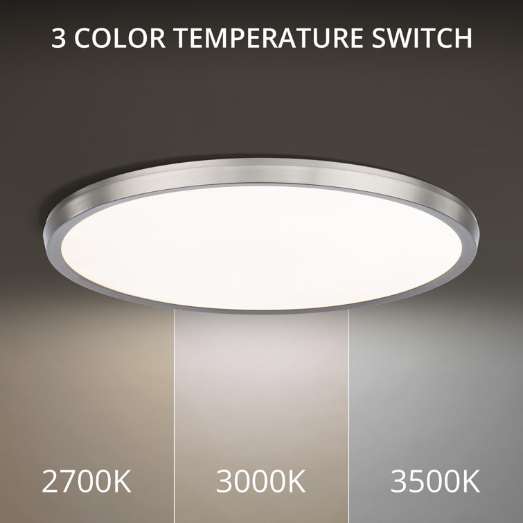 Argo Ultra-Slim Brushed Nickel LED Flush Mount, 19" Indoor/Outdoor
