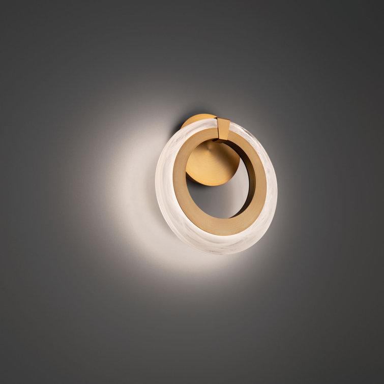 Aged Brass Artisanal Glass 1-Light Dimmable LED Sconce