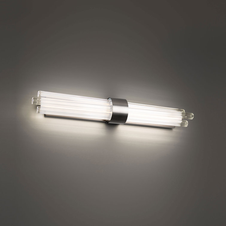 Brushed Nickel Cylinder LED Vanity Light with Clear Glass