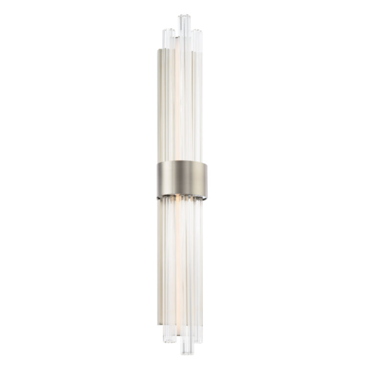 Brushed Nickel Cylinder LED Vanity Light with Clear Glass