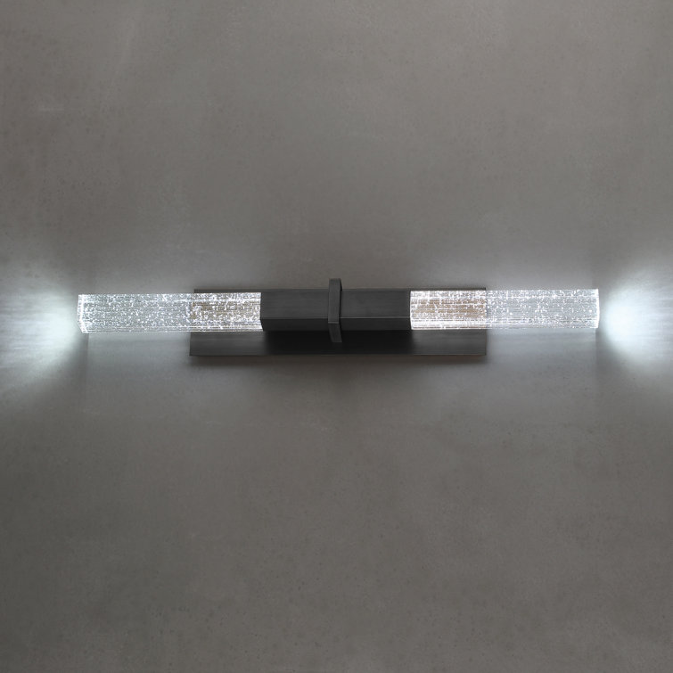 Black LED Wall Sconce with V-Cut Seeded Crystal