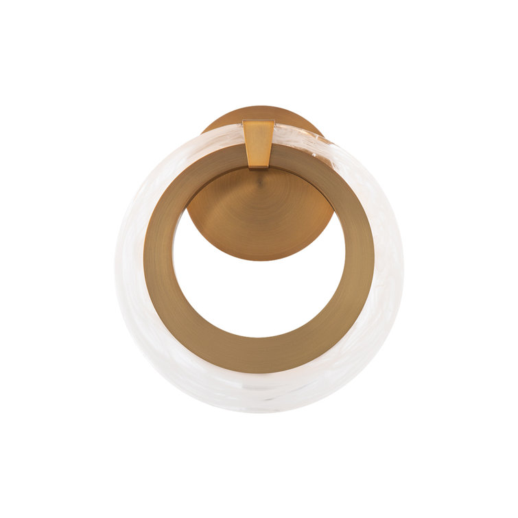 Aged Brass Artisanal Glass 1-Light Dimmable LED Sconce