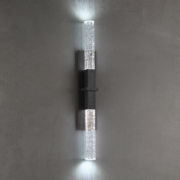 Black LED Wall Sconce with V-Cut Seeded Crystal