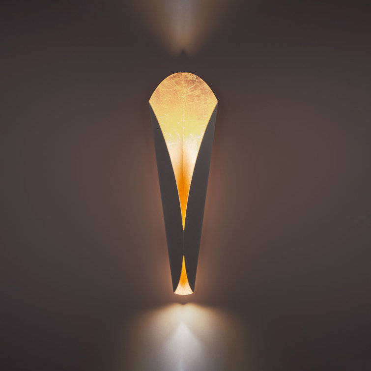 Fleur Bronze Gold Leaf Dimmable LED Wall Sconce with White Diffuser