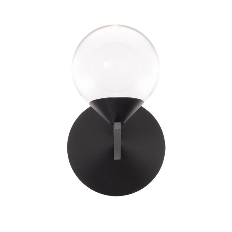 Black LED Wall Sconce with Clear Crystal Globe