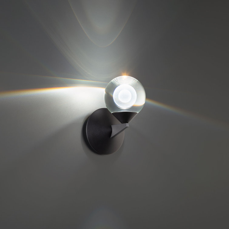 Black LED Wall Sconce with Clear Crystal Globe