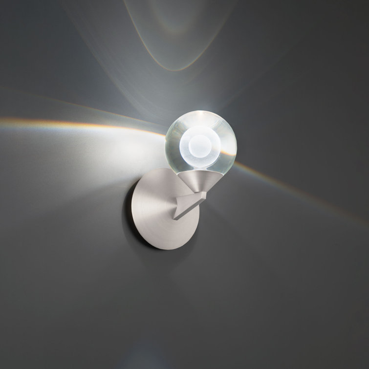 Satin Nickel Double Bubble Dimmable LED Sconce with Crystal Globe