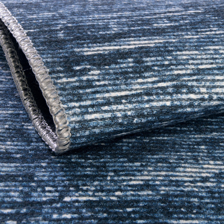 Blue Cotton Chenille Reversible Runner Rug