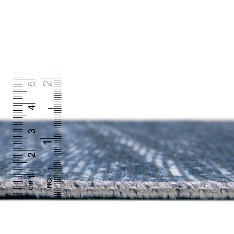 Blue Cotton Chenille Reversible Runner Rug