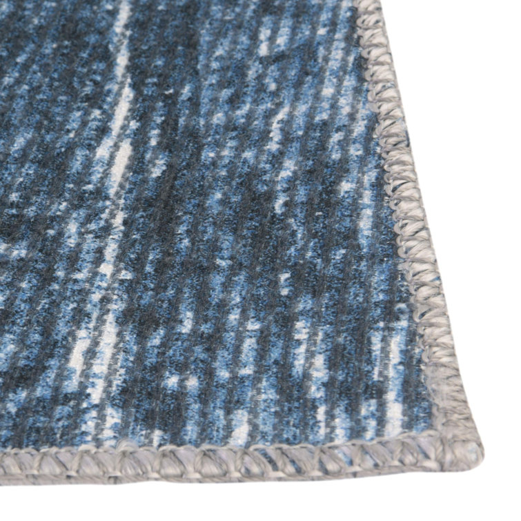 Blue Cotton Chenille Reversible Runner Rug