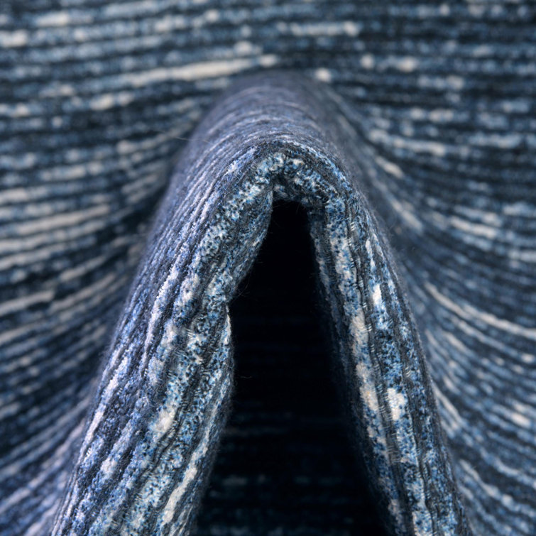 Blue Cotton Chenille Reversible Runner Rug