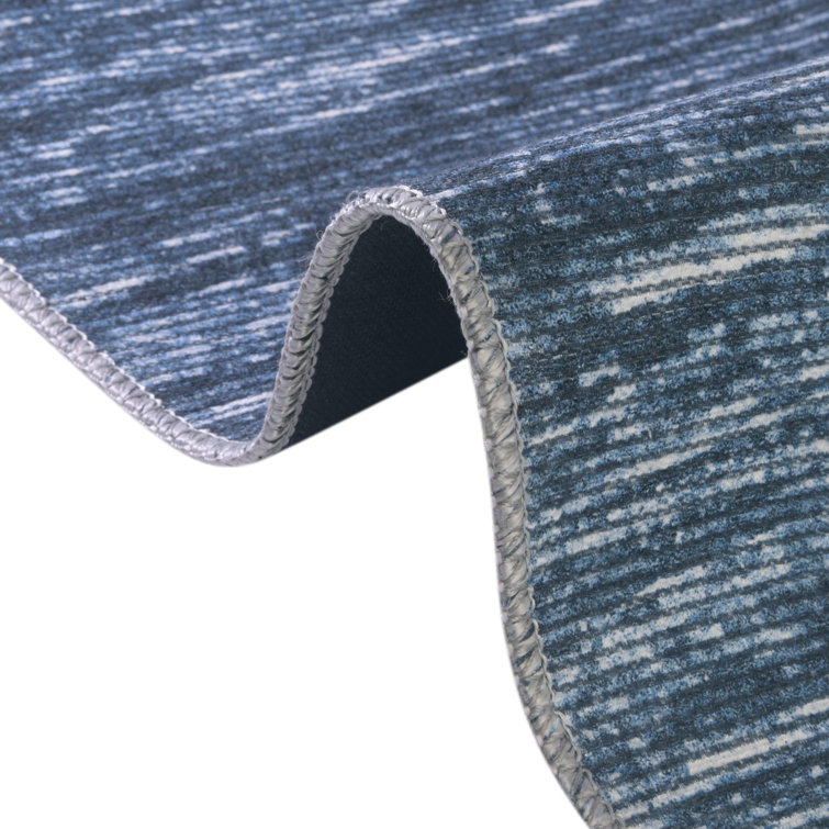 Blue Cotton Chenille Reversible Runner Rug