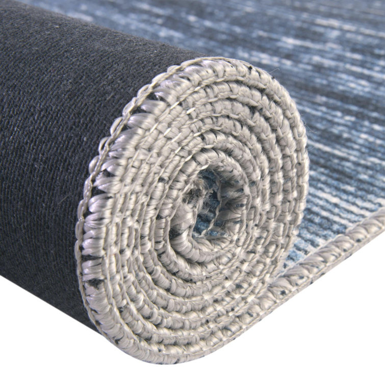 Blue Cotton Chenille Reversible Runner Rug