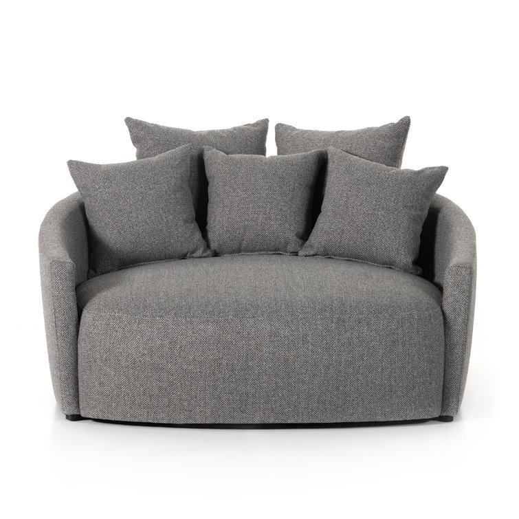 Charcoal Fallon Handcrafted Wood Media Lounger with Cushioned Comfort