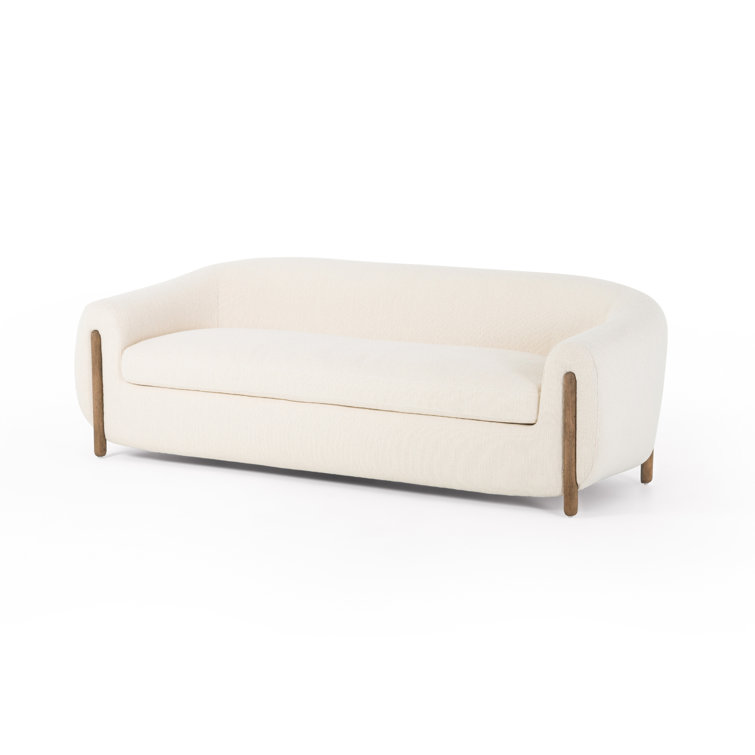 Kerbey Ivory Velvet Rolled Arm Plush Sofa