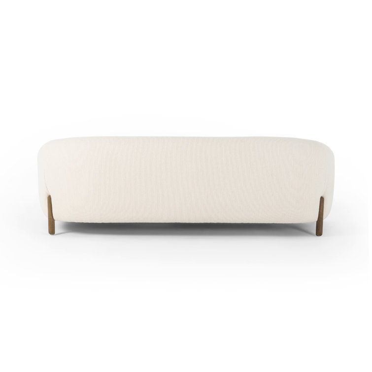 Kerbey Ivory Velvet Rolled Arm Plush Sofa