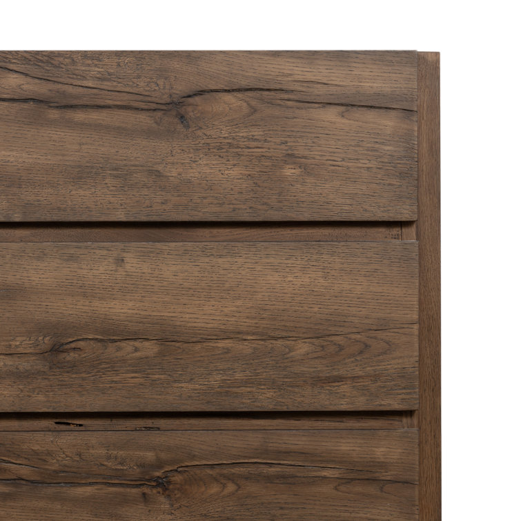 Brown Oak Double Dresser with Dovetail Drawers and Levelers