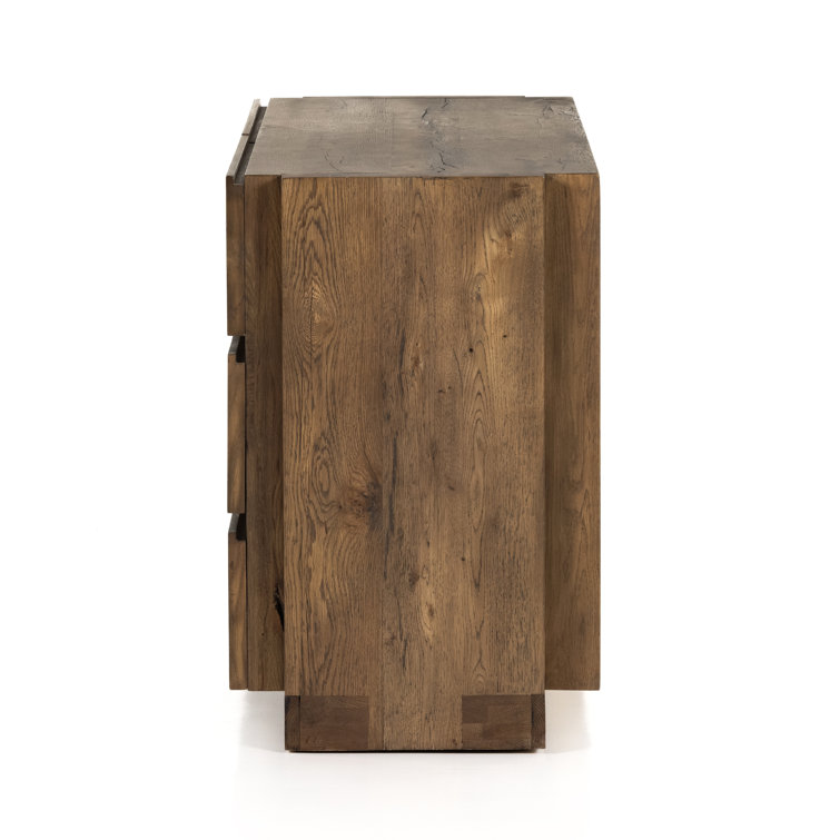 Brown Oak Double Dresser with Dovetail Drawers and Levelers