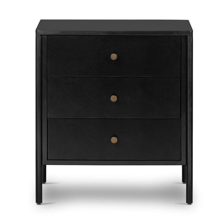Sleek Modern Black Iron 3-Drawer Chest with Cylindrical Legs