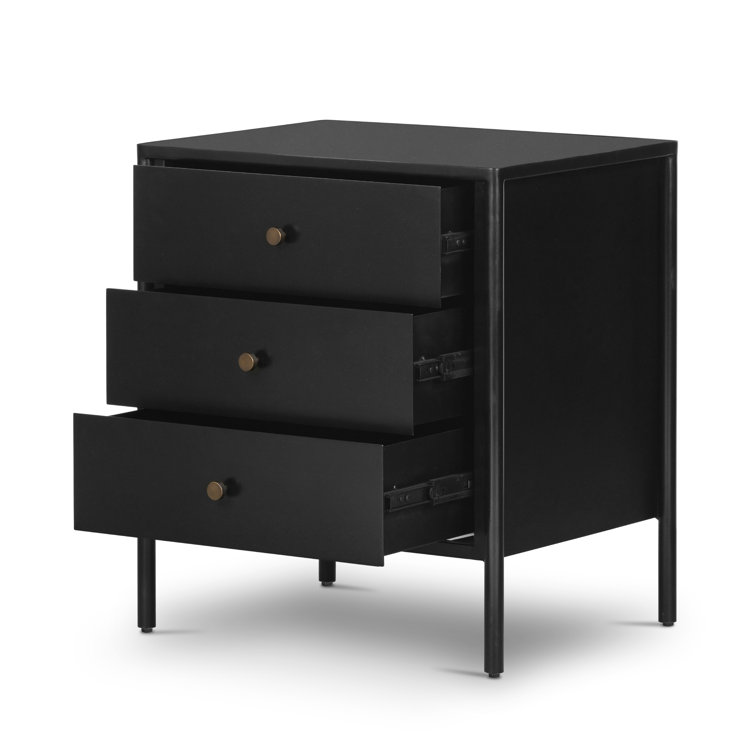 Sleek Modern Black Iron 3-Drawer Chest with Cylindrical Legs