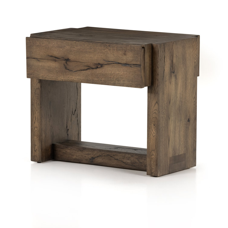 Rustic Fawn Solid Oak 1-Drawer Nightstand