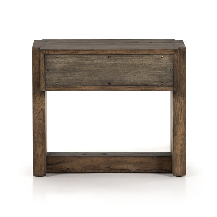 Rustic Fawn Solid Oak 1-Drawer Nightstand