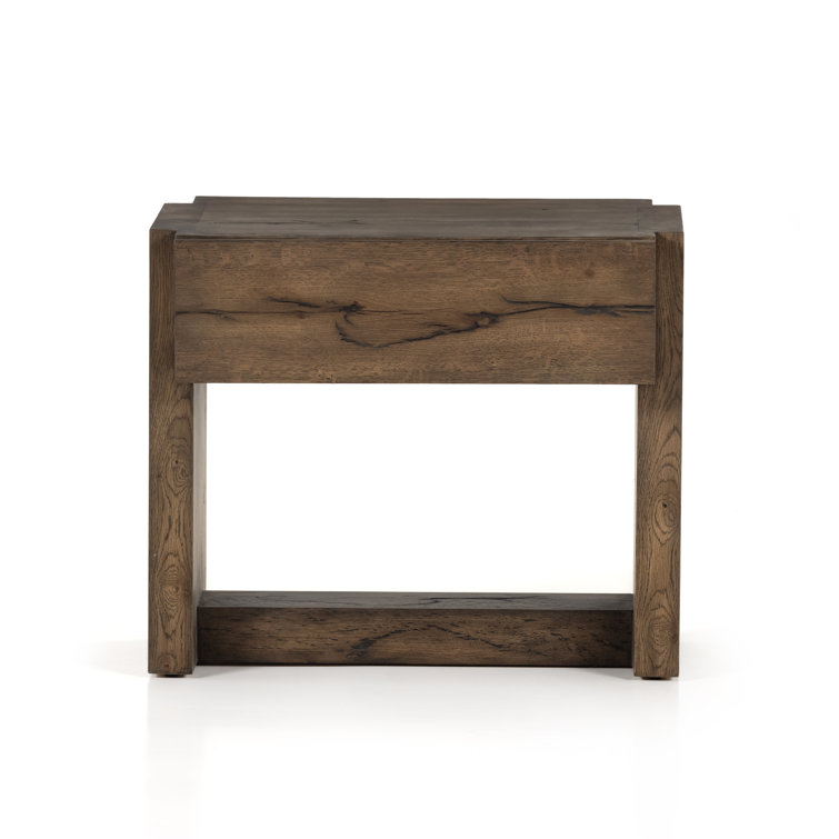 Rustic Fawn Solid Oak 1-Drawer Nightstand