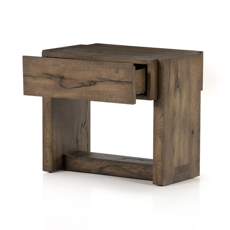 Rustic Fawn Solid Oak 1-Drawer Nightstand