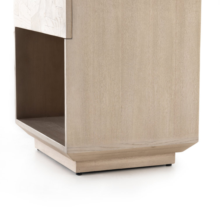 Contemporary Mahogany and Burl Single Drawer Nightstand