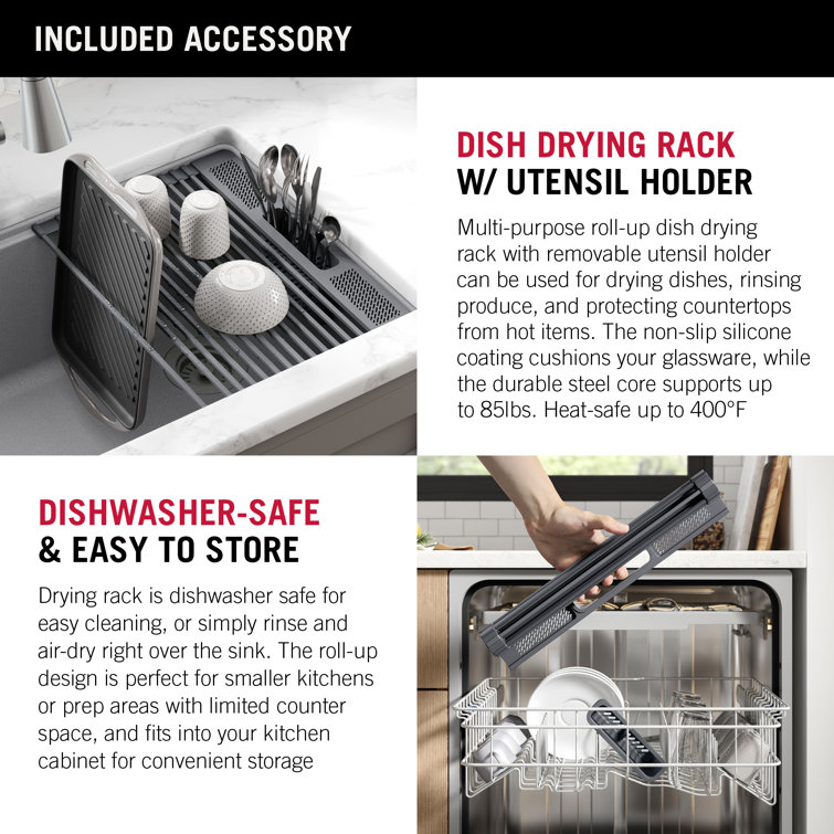 Dark Gray Granite Composite Workstation Kitchen Sink with Workflow Ledge