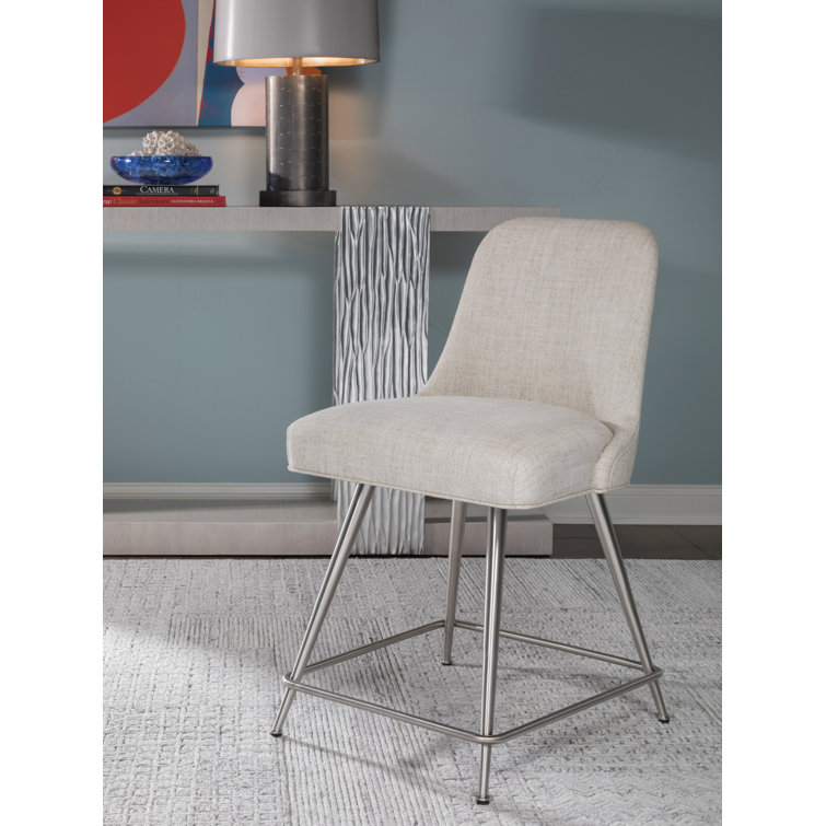 Transitional Gray Acrylic Swivel Counter Stool, 24" Seat Height