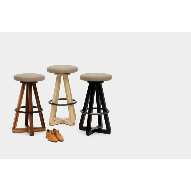 Cashmere Brown Leather Saddle Style Swivel Bar Stool