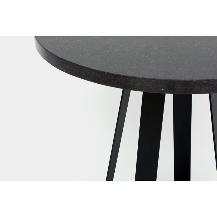 Belgium Black Round Stone Pedestal Dining Table