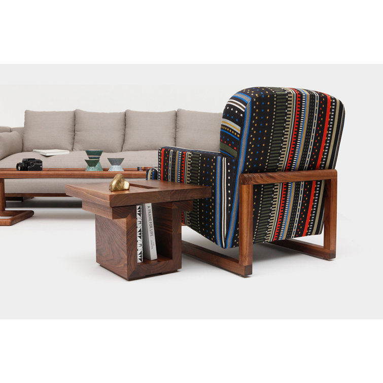 ARTLESS SQ18 Solid Walnut Square End Table with Book Slot