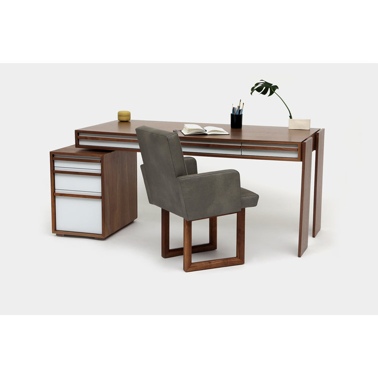 Battleship Gray Executive Desk with Deep Pencil Drawers