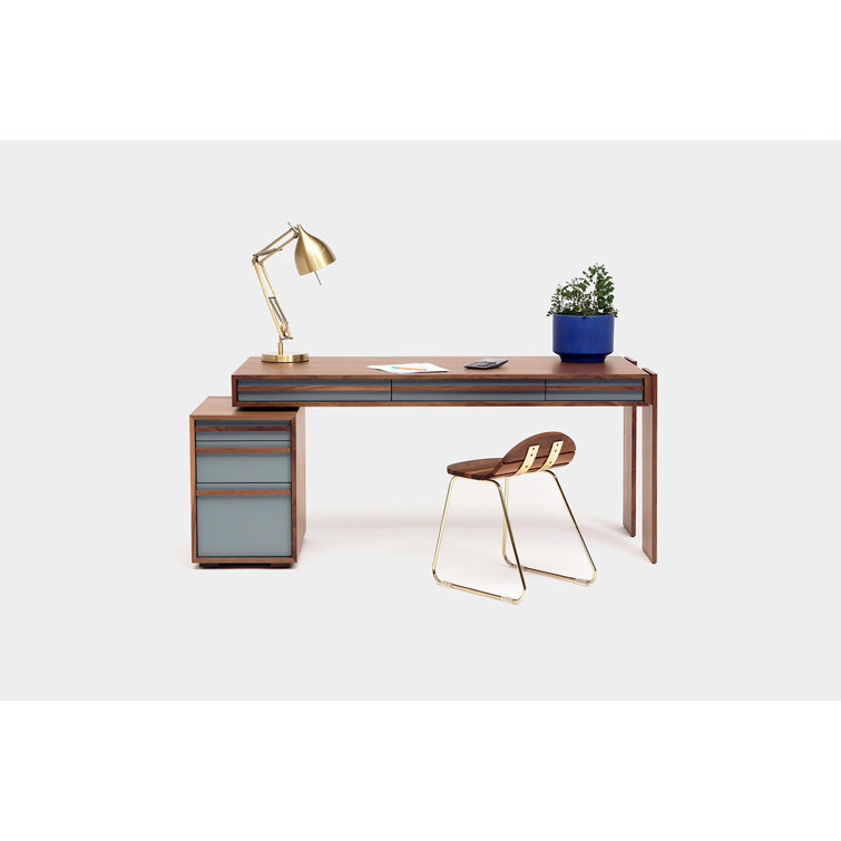 Battleship Gray Executive Desk with Deep Pencil Drawers